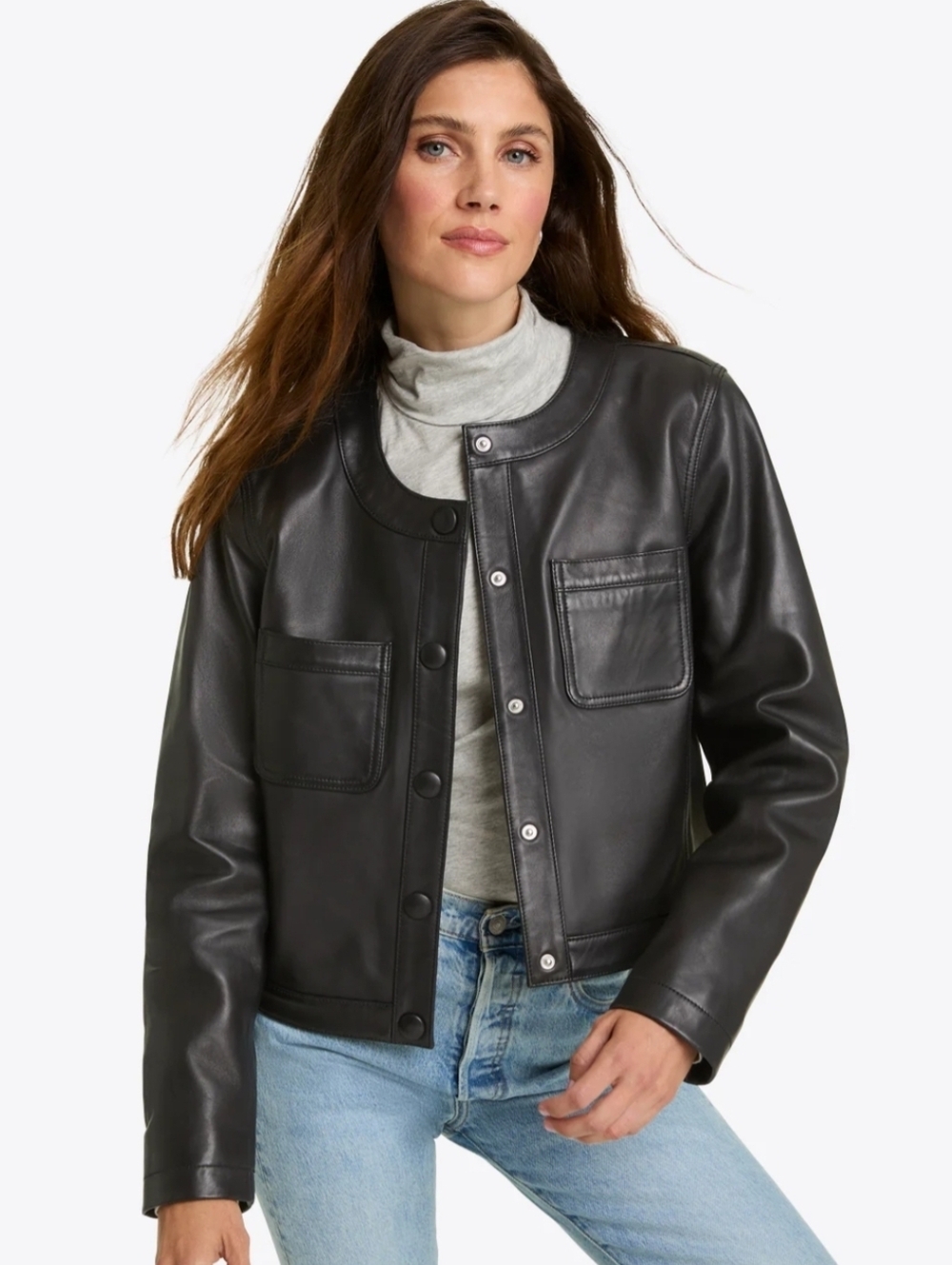 NWT Cropped 100% Leather Jacket